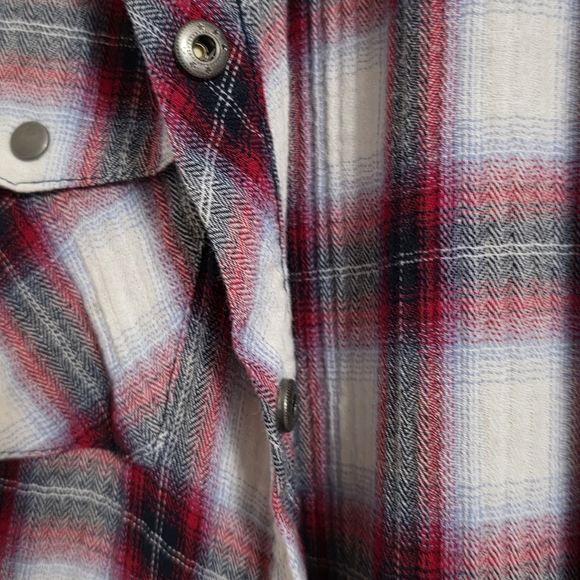 Kut from the Kloth Red Plaid Button Up Shirt Size Large - Picture 5 of 8